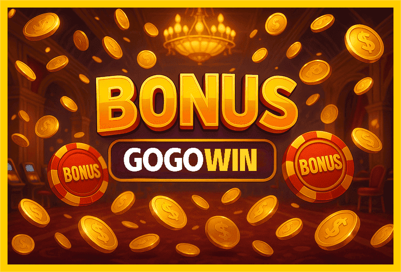 Imagem promovendo bônus GOGOWIN com recompensas imperdíveis.